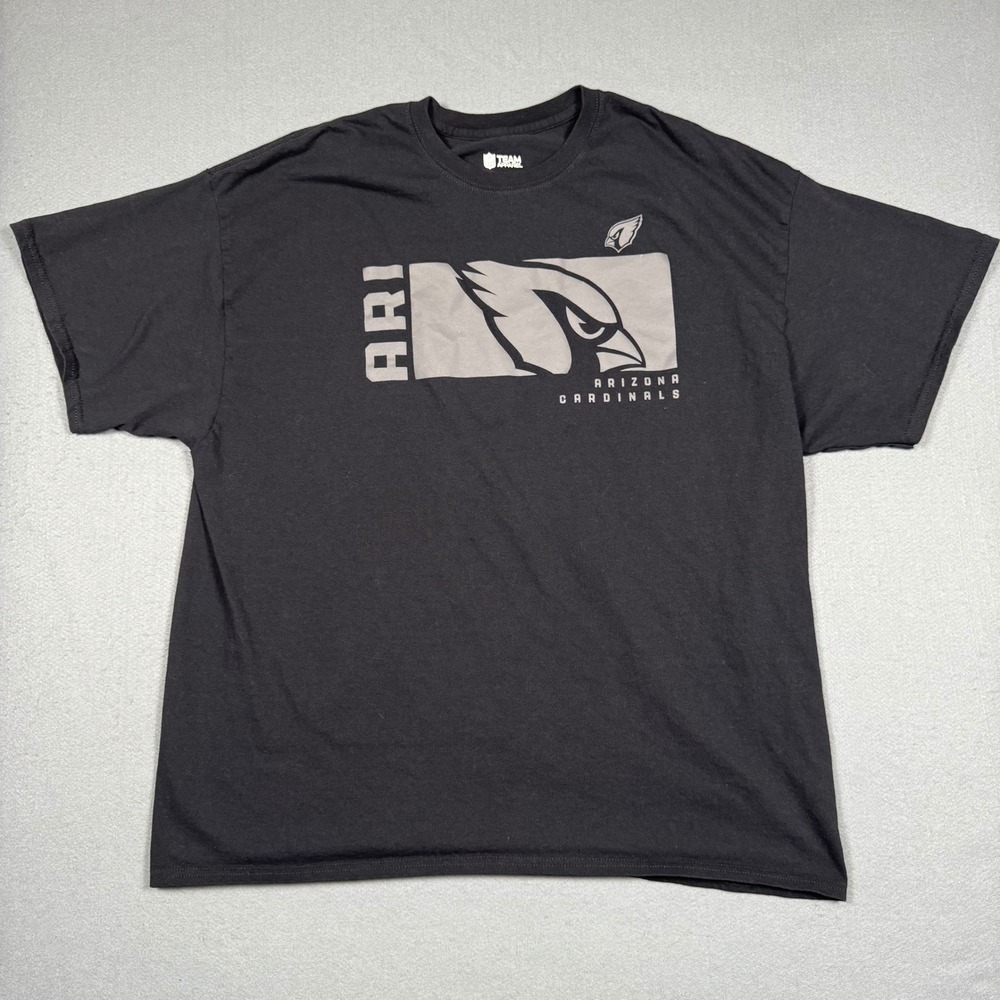 NFL Team Apparel Arizona Cardinals T Shirt Mens 2XL Black Graphic ARI Logo Tee